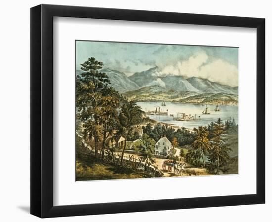 The Catskill Mountains from the Eastern Shore of the Hudson-Currier & Ives-Framed Giclee Print