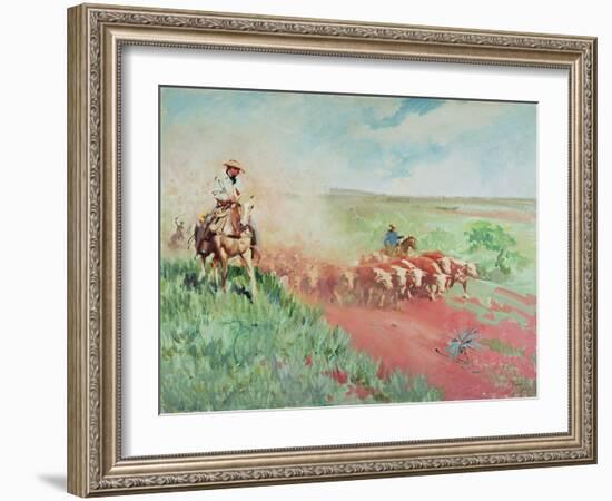 The Cattle Drive, 1960 (Oil on Canvas)-Terence Cuneo-Framed Giclee Print