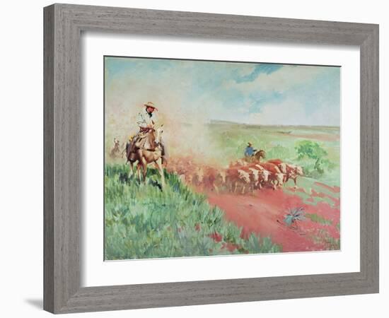 The Cattle Drive, 1960 (Oil on Canvas)-Terence Cuneo-Framed Giclee Print