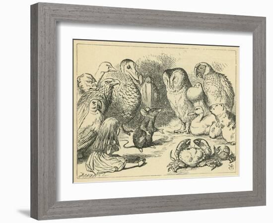 The Caucus Race and a Long Tale, Lewis Carroll-John Tenniel-Framed Giclee Print