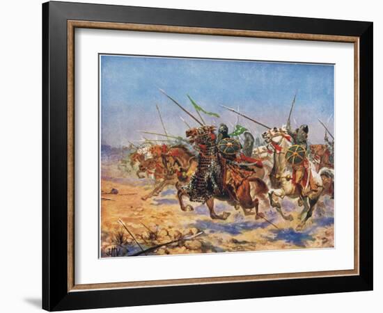 The Cavalry of Shahrbaraz Charging, Illustration from 'Hutchinson's History of the Nations'-John Harris Valda-Framed Giclee Print