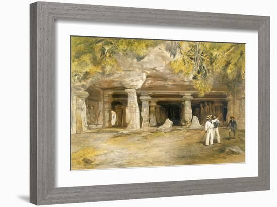 The Cave of Elephanta, from 'India Ancient and Modern', 1867 (Colour Litho)-William 'Crimea' Simpson-Framed Giclee Print