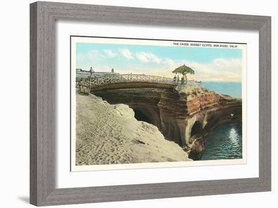 The Caves at Sunset Cliffs-null-Framed Art Print