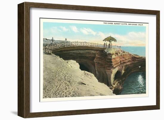 The Caves at Sunset Cliffs-null-Framed Art Print