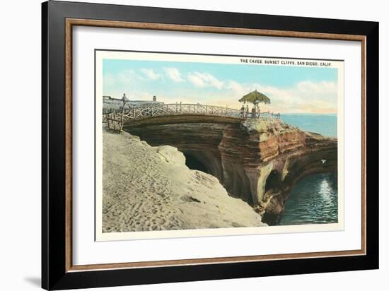 The Caves at Sunset Cliffs-null-Framed Art Print