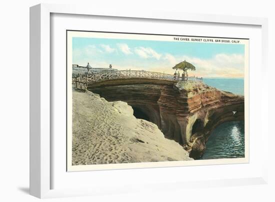 The Caves at Sunset Cliffs-null-Framed Art Print