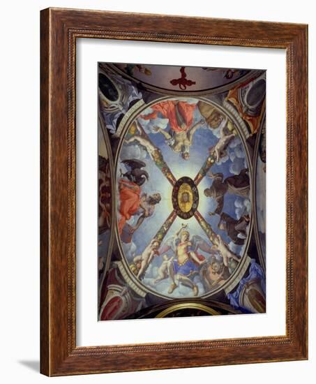 The Ceiling of the Chapel of Eleonora of Toledo Depicting St. Michael Archangel Conquering Satan-Agnolo Bronzino-Framed Giclee Print