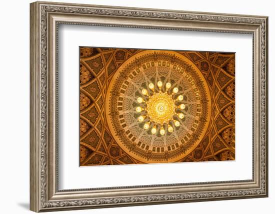 The ceiling of the men's prayer room in the Sultan Qaboos Grand Mosque, Muscat, Oman.-Sergio Pitamitz-Framed Photographic Print