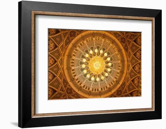 The ceiling of the men's prayer room in the Sultan Qaboos Grand Mosque, Muscat, Oman.-Sergio Pitamitz-Framed Photographic Print