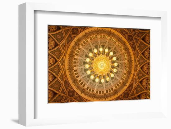 The ceiling of the men's prayer room in the Sultan Qaboos Grand Mosque, Muscat, Oman.-Sergio Pitamitz-Framed Photographic Print