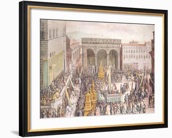 The Celebration of Flatteries (Festa Degli Omaggi) in Piazza Della Signoria in Florence-null-Framed Giclee Print