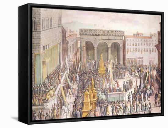 The Celebration of Flatteries (Festa Degli Omaggi) in Piazza Della Signoria in Florence-null-Framed Premier Image Canvas