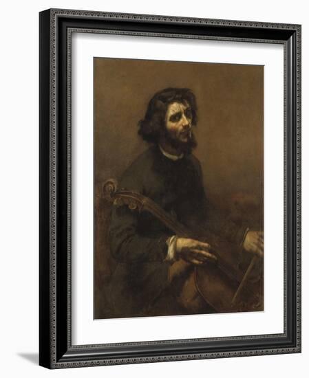 The Cellist , 1847-Gustave Courbet-Framed Giclee Print