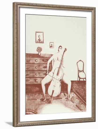 The Cellist (Sepia)-Branko Bahunek-Framed Collectable Print