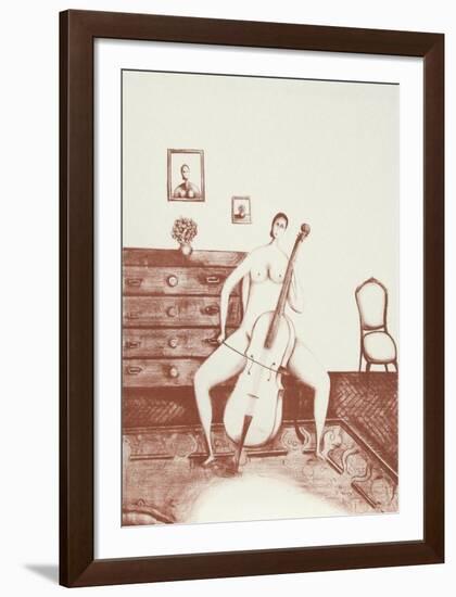 The Cellist (Sepia)-Branko Bahunek-Framed Collectable Print