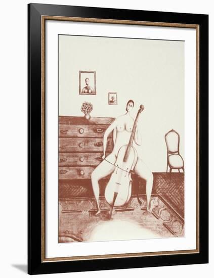 The Cellist (Sepia)-Branko Bahunek-Framed Collectable Print