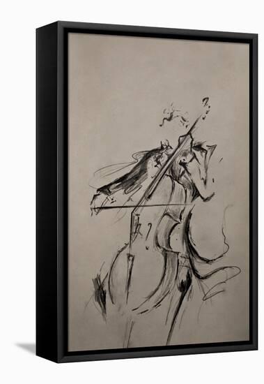 The Cellist Sketch-Marc Allante-Framed Premier Image Canvas