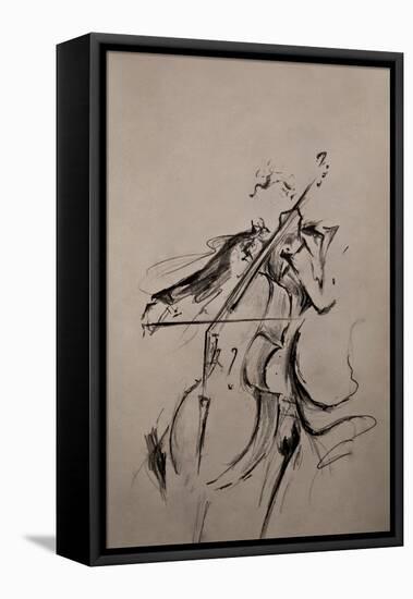 The Cellist (Sketch)-Marc Allante-Framed Stretched Canvas