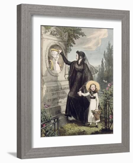 The Cemetery of Pere Lachaise, Printed by Charles Joseph Hullmandel Pub. 1822-John James Chalon-Framed Giclee Print