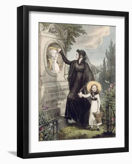 The Cemetery of Pere Lachaise, Printed by Charles Joseph Hullmandel Pub. 1822-John James Chalon-Framed Giclee Print