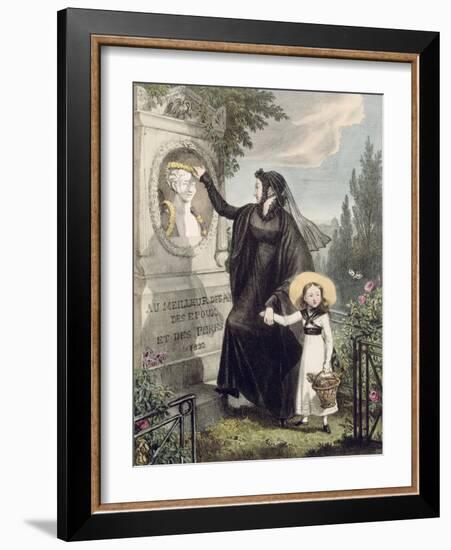 The Cemetery of Pere Lachaise, Printed by Charles Joseph Hullmandel Pub. 1822-John James Chalon-Framed Giclee Print