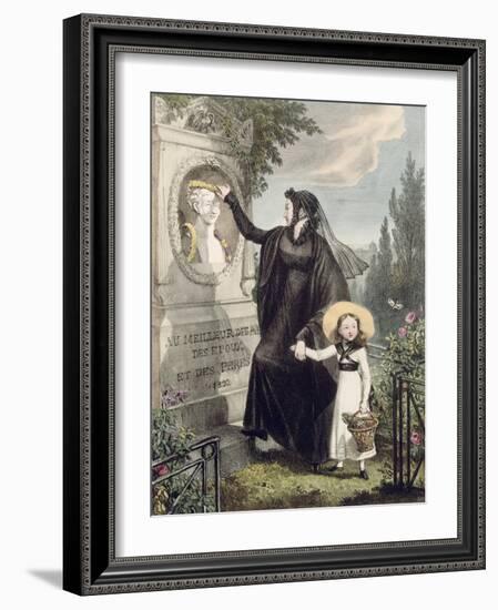 The Cemetery of Pere Lachaise, Printed by Charles Joseph Hullmandel Pub. 1822-John James Chalon-Framed Giclee Print