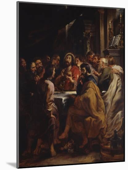 The Cenacle, Jesus and Apostles at the Table of the Last Supper, 1630-32-Peter Paul Rubens-Mounted Art Print