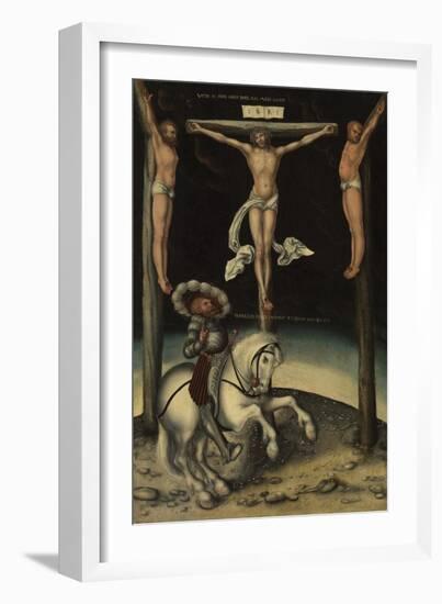 The Centurion Longinus Among the Crosses of Christ and the Two Thieves, 1539-Lucas Cranach the Elder-Framed Giclee Print