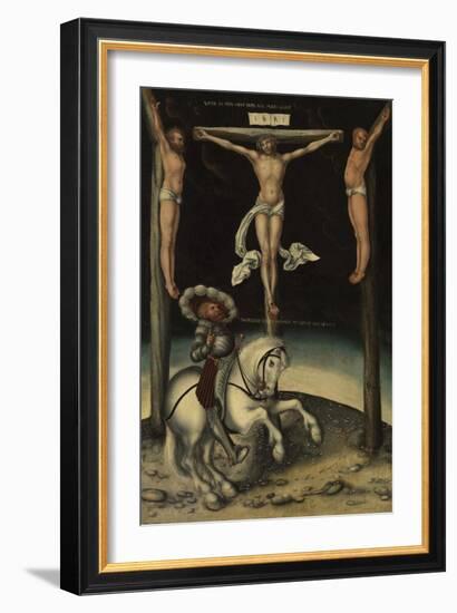 The Centurion Longinus Among the Crosses of Christ and the Two Thieves, 1539-Lucas Cranach the Elder-Framed Giclee Print