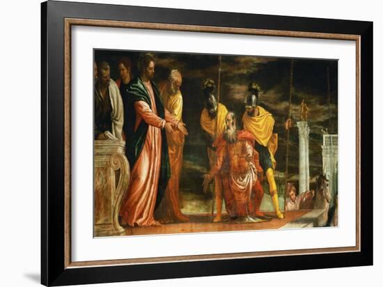 The Centurion of Capernaum Who Begs Jesus to Heal His Paralyzed Servant-Paolo Veronese-Framed Giclee Print