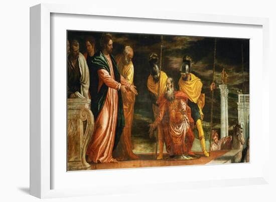 The Centurion of Capernaum Who Begs Jesus to Heal His Paralyzed Servant-Paolo Veronese-Framed Giclee Print