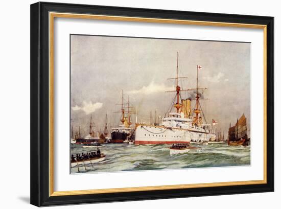 The "Centurion." Sir Edward Seymour's Flagship in the Far East, 1900-Charles Edward Dixon-Framed Giclee Print