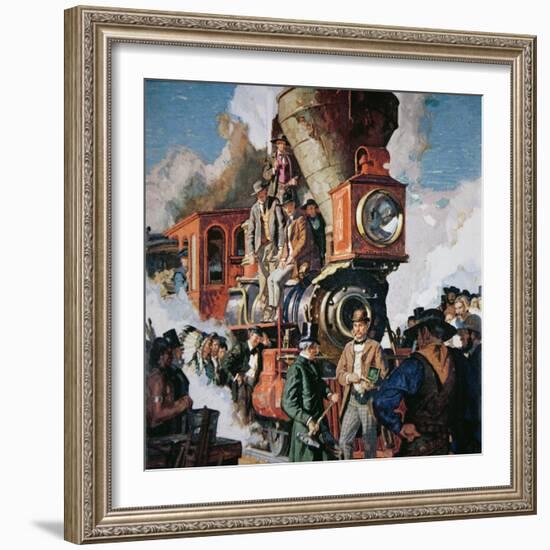 The Ceremony of the Golden Spike on 10th May, 1869-Dean Cornwell-Framed Giclee Print