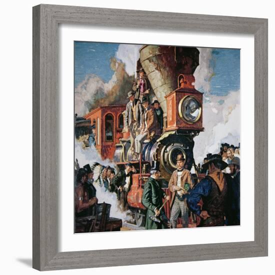 The Ceremony of the Golden Spike on 10th May, 1869-Dean Cornwell-Framed Giclee Print