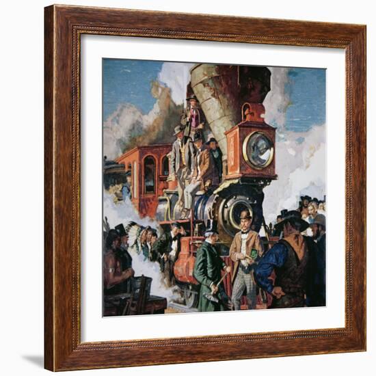 The Ceremony of the Golden Spike on 10th May, 1869-Dean Cornwell-Framed Giclee Print