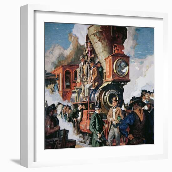 The Ceremony of the Golden Spike on 10th May, 1869-Dean Cornwell-Framed Giclee Print