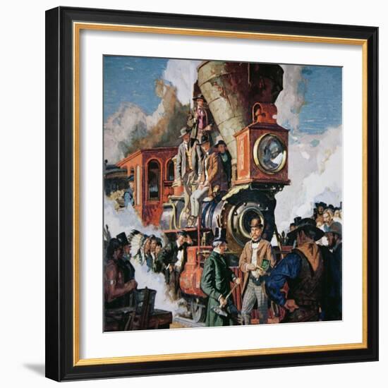 The Ceremony of the Golden Spike on 10th May, 1869-Dean Cornwell-Framed Giclee Print