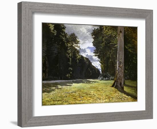 The Chailly Road through the Forest of Fontainebleau, 1865 (oil on canvas)-Claude Monet-Framed Giclee Print