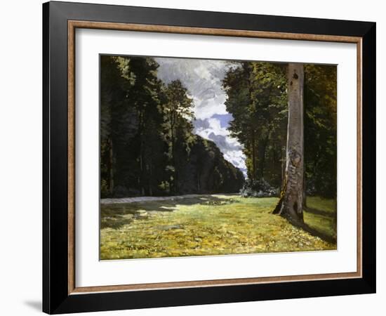The Chailly Road through the Forest of Fontainebleau, 1865 (oil on canvas)-Claude Monet-Framed Giclee Print