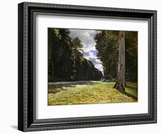 The Chailly Road through the Forest of Fontainebleau, 1865 (oil on canvas)-Claude Monet-Framed Giclee Print