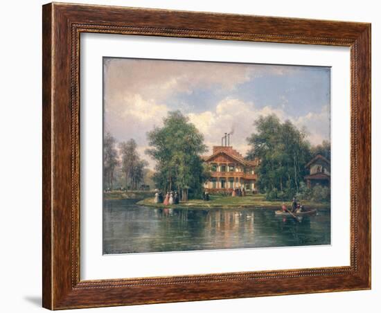 The Chalet with the Yellow Door in the Bois de Vincennes, circa 1862-Pierre Justin Ouvrie-Framed Giclee Print