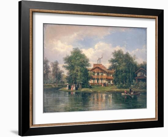 The Chalet with the Yellow Door in the Bois de Vincennes, circa 1862-Pierre Justin Ouvrie-Framed Giclee Print