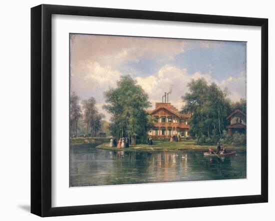 The Chalet with the Yellow Door in the Bois de Vincennes, circa 1862-Pierre Justin Ouvrie-Framed Giclee Print