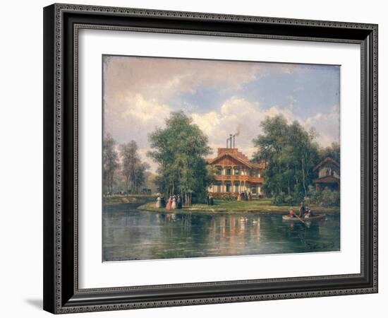 The Chalet with the Yellow Door in the Bois de Vincennes, circa 1862-Pierre Justin Ouvrie-Framed Giclee Print