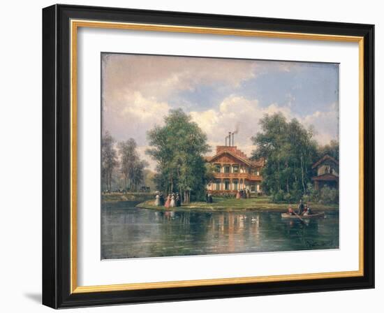 The Chalet with the Yellow Door in the Bois de Vincennes, circa 1862-Pierre Justin Ouvrie-Framed Giclee Print