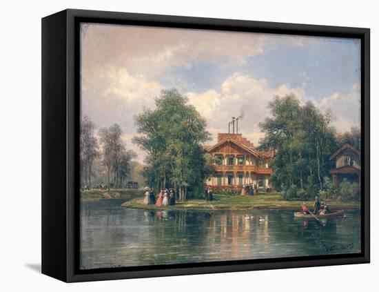 The Chalet with the Yellow Door in the Bois de Vincennes, circa 1862-Pierre Justin Ouvrie-Framed Premier Image Canvas