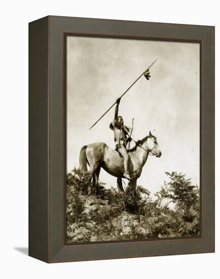 The Challenge (Yakama Warrior on Horseback, 1911)-Eugene Everett Lavalleur and L.V. McWhorter-Framed Premier Image Canvas