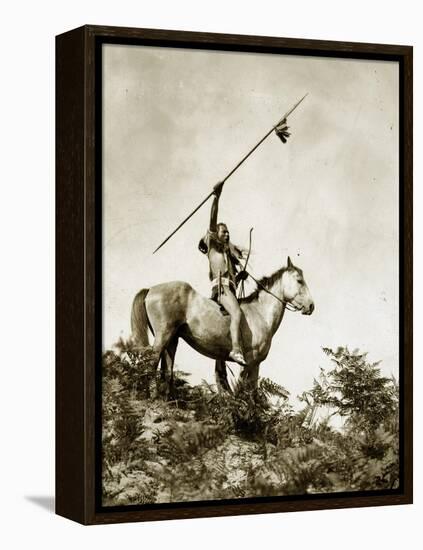 The Challenge (Yakama Warrior on Horseback, 1911)-Eugene Everett Lavalleur and L.V. McWhorter-Framed Premier Image Canvas