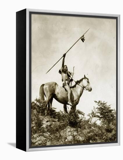 The Challenge (Yakama Warrior on Horseback, 1911)-Eugene Everett Lavalleur and L.V. McWhorter-Framed Premier Image Canvas