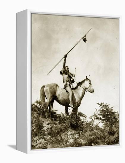 The Challenge (Yakama Warrior on Horseback, 1911)-Eugene Everett Lavalleur and L.V. McWhorter-Framed Premier Image Canvas